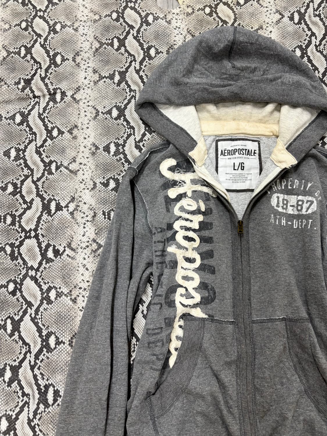 “Vintage”Y2K Print Grey Hooded Zip Up 상품이미지6