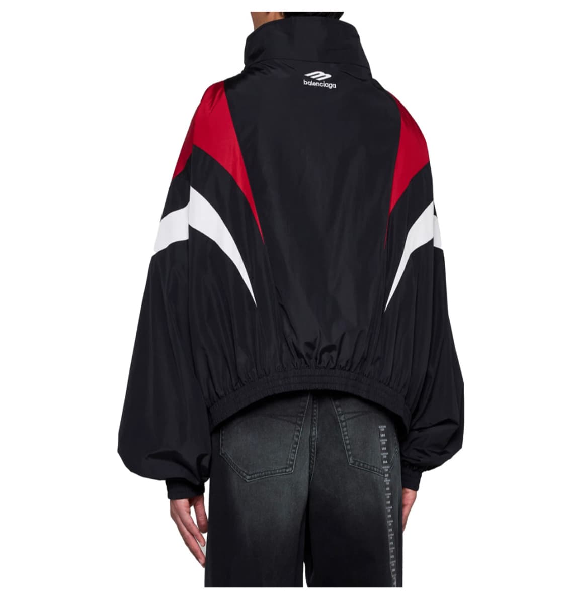 [S] 발렌시아가 3B 스포츠 아이콘 오프 숄더 트랙슈트 자켓 블랙 레드 상품이미지4