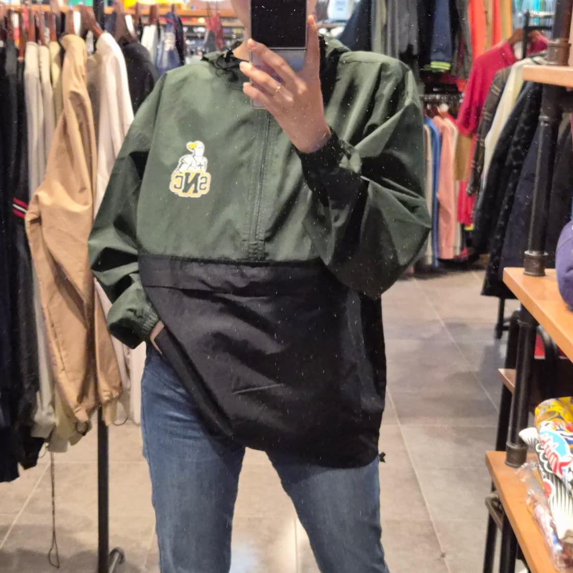 [NO.9] 챔피온 반집업 바람막이 다크그린&블랙 상품이미지2