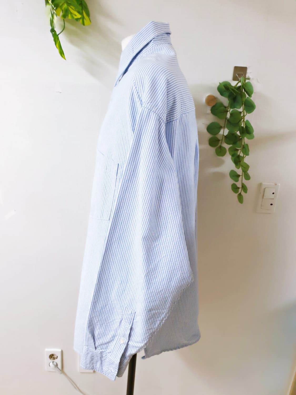 자라 남성 스트라이프 코튼셔츠 105 블루 XL 상품이미지2