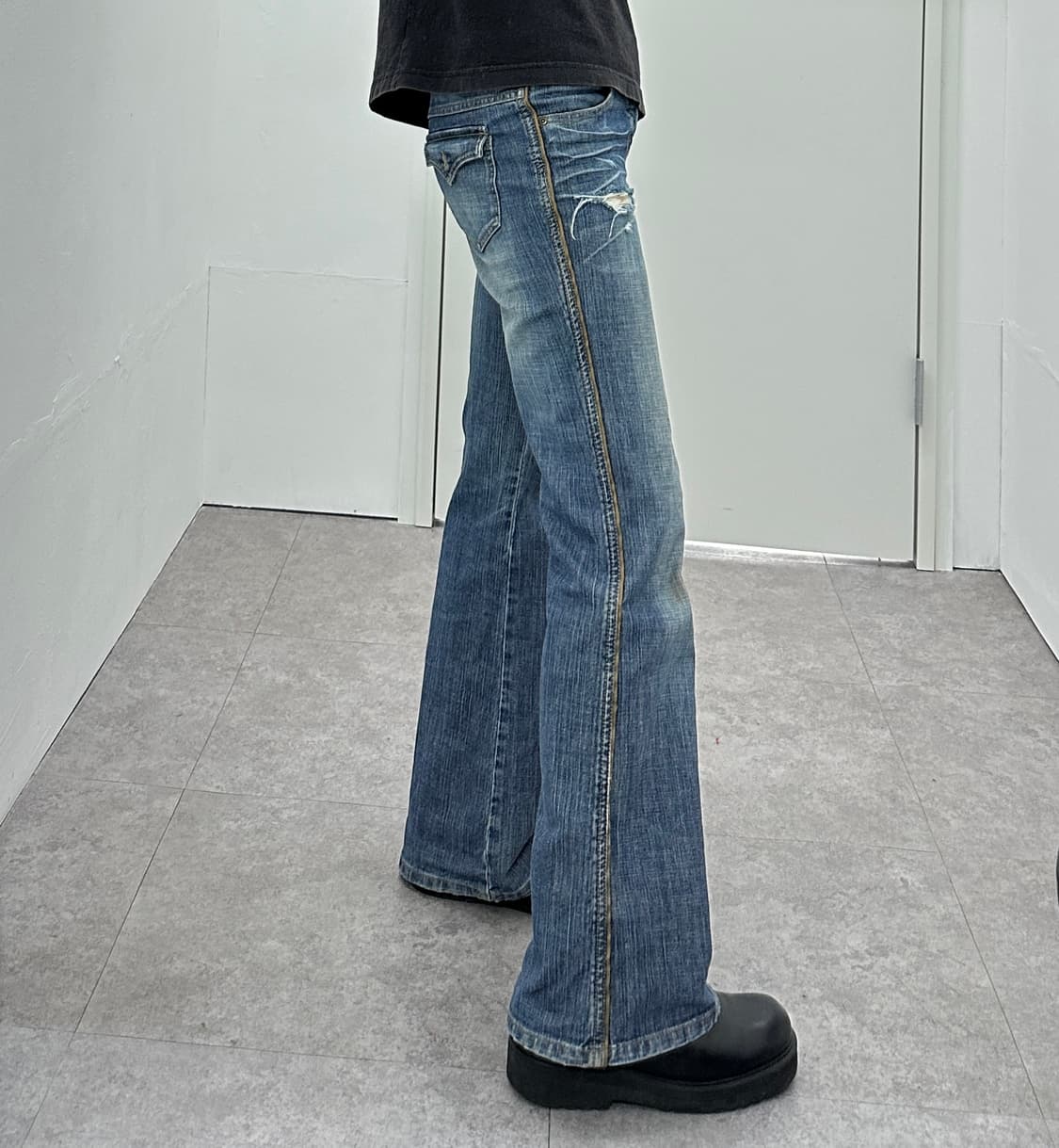 Vintage side line flare cut denim pants 상품이미지2