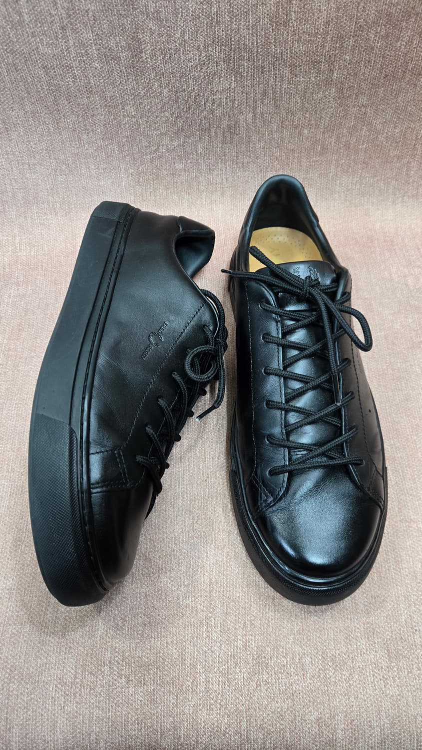 [정품/290] 프레드페리 스펜서 레더 올블랙 상품이미지1