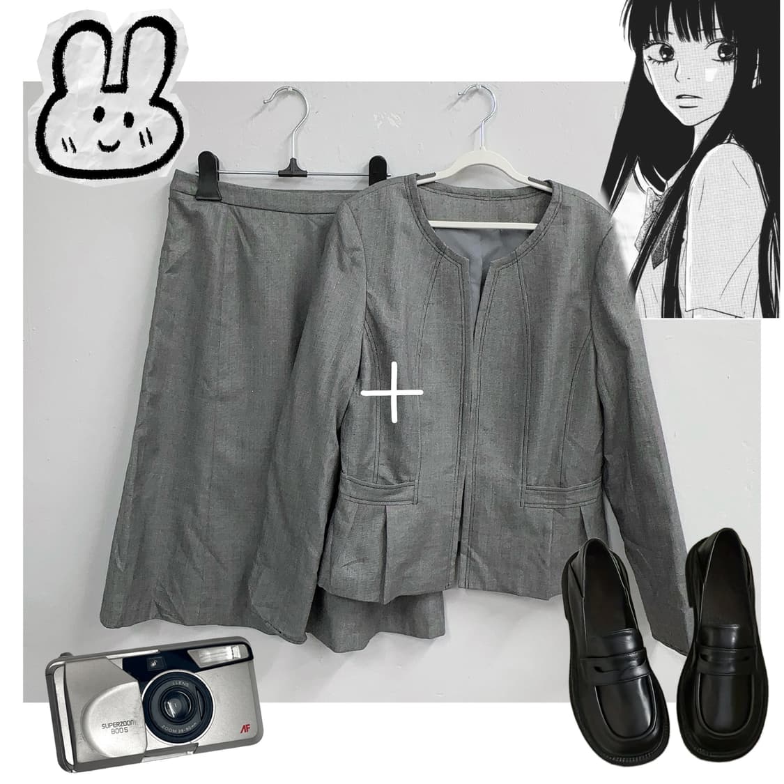 💼사와코깔 그레이 정장 셋업💼 일본 빈티지 세트 코디 고갸루  상품이미지1