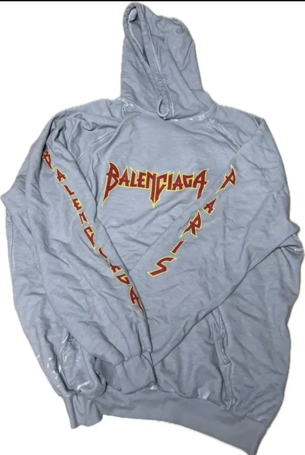 (3) 발렌시아가 메탈릭 로고 후드티 그레이 상품이미지1