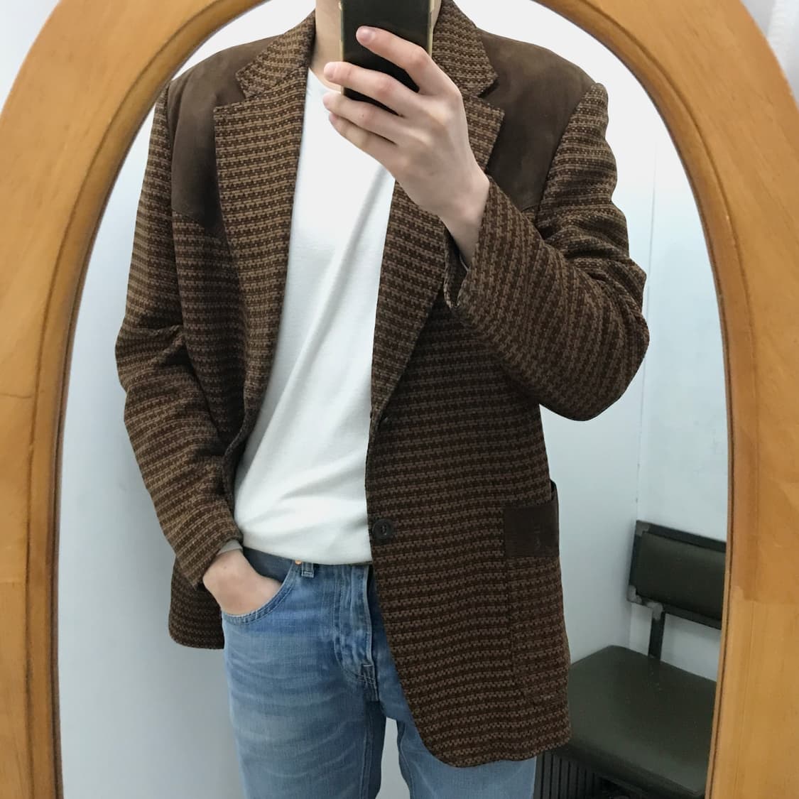 Japan 빈티지 레더 웨스턴 블레이저 자켓 남성 105 110  상품이미지9