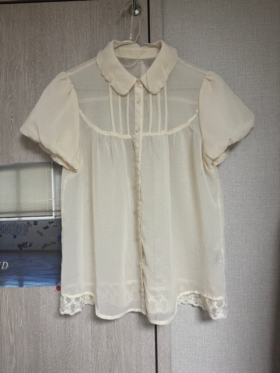 카메 빈티지 모리걸 크림 도트 홍콩 블라우스 상품이미지3