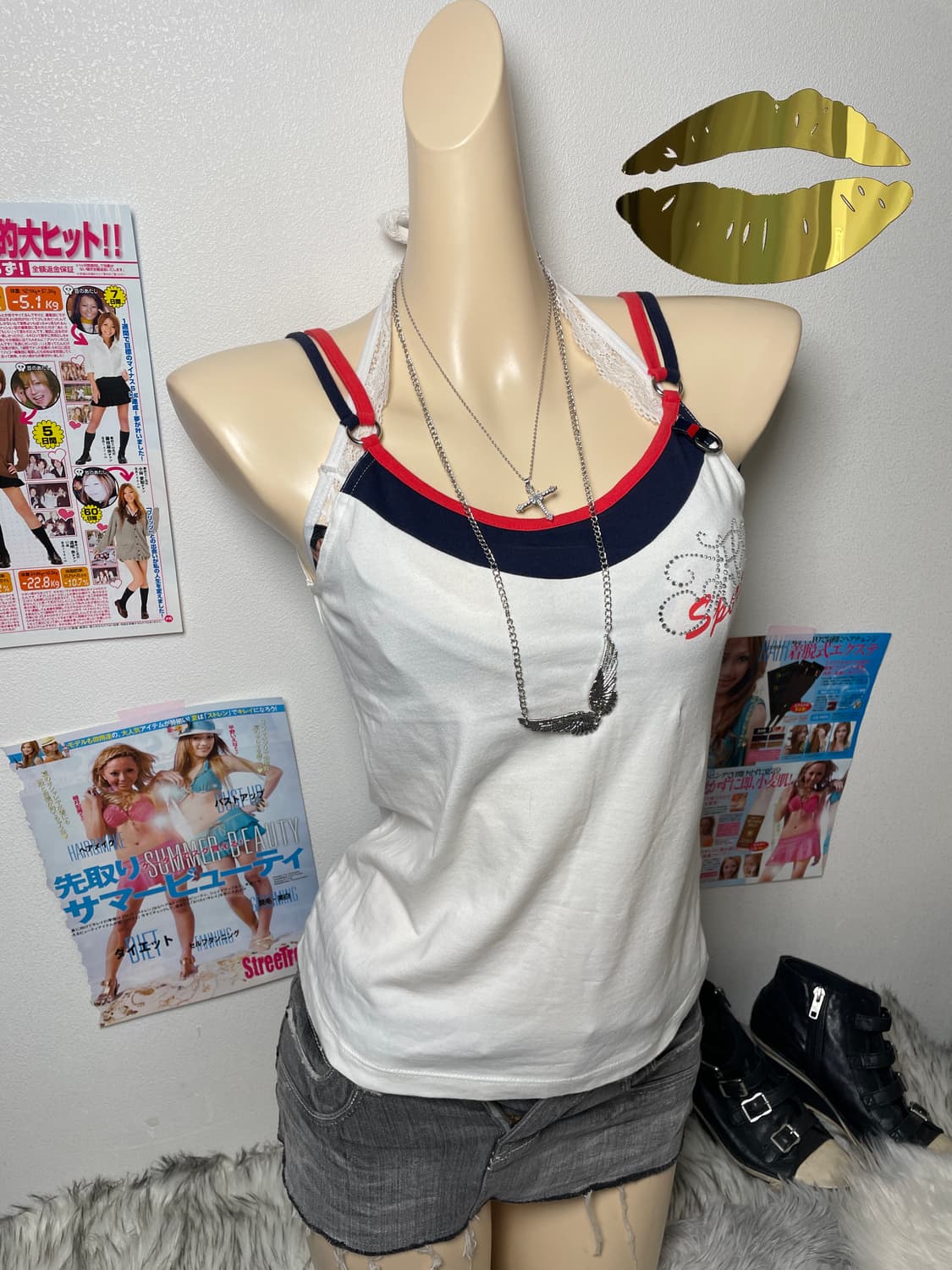 A6 Y2k 슬리브리스 나시 탑 상품이미지2