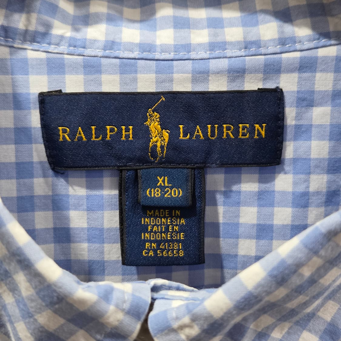 폴로랄프로렌 보이즈 버튼다운 깅엄체크 셔츠 XL/18/20 상품이미지3