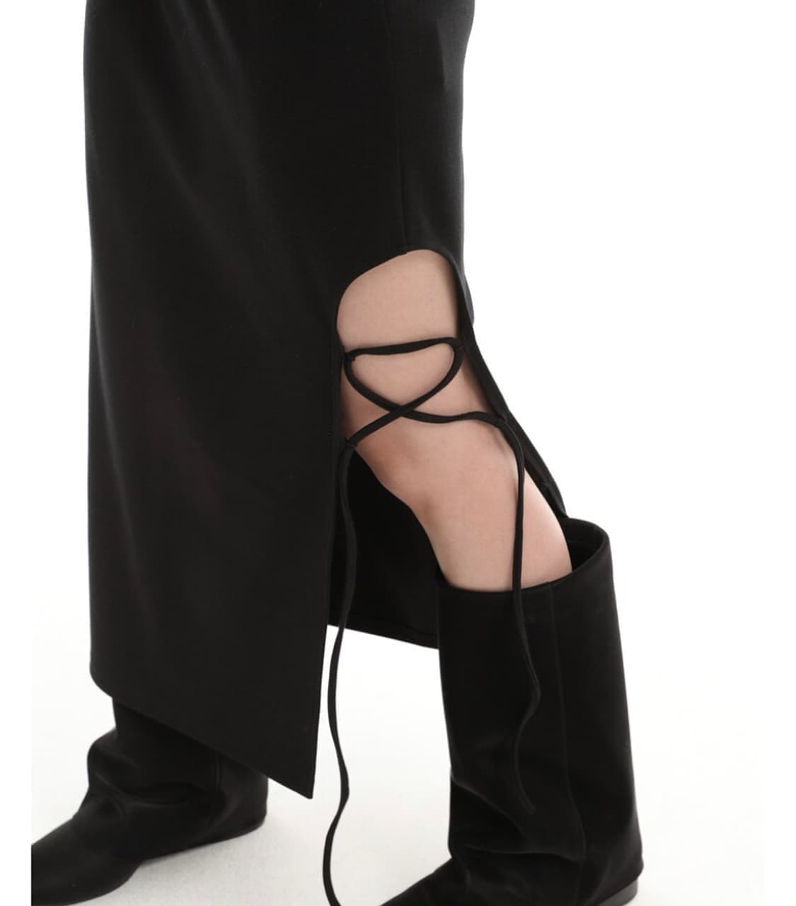 Wsc archive 라운드 슬릿 스커트 블랙 상품이미지1