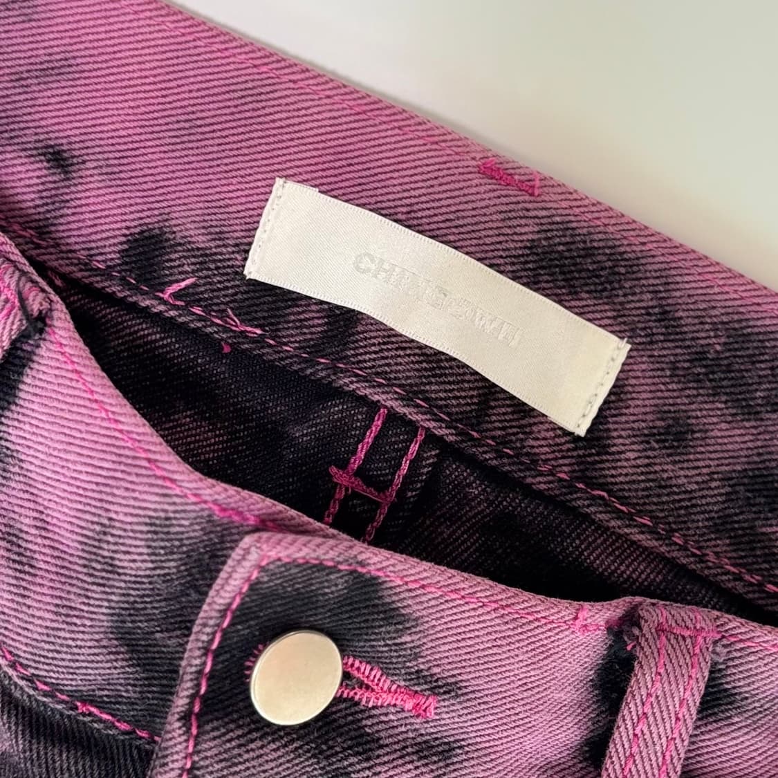 친다운(CHIN DOWN) 퍼플 다이 블리치 워싱 데님 상품이미지2