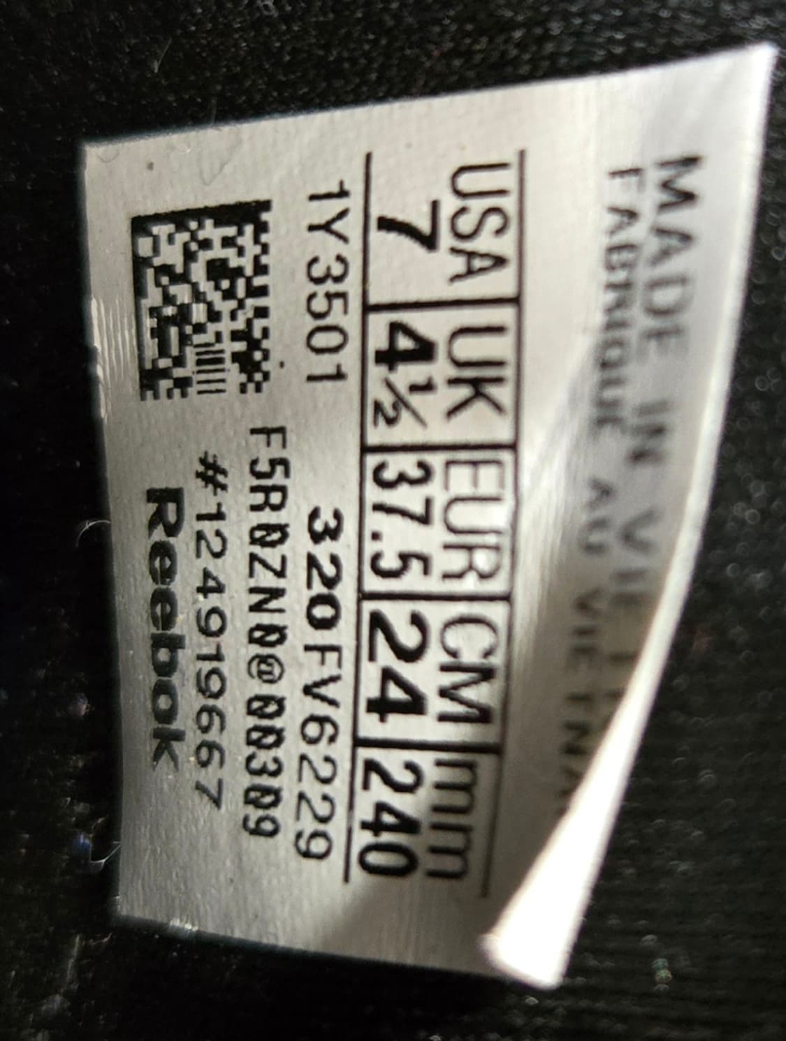 리복 런닝화 240mm 검정색 상품이미지7