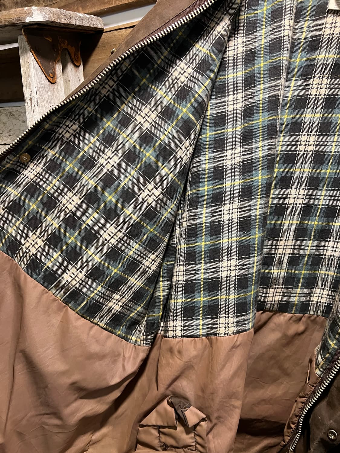 [L]Country Wear 영국제 체크 라이닝 다크 브라운 왁스 자켓 상품이미지6