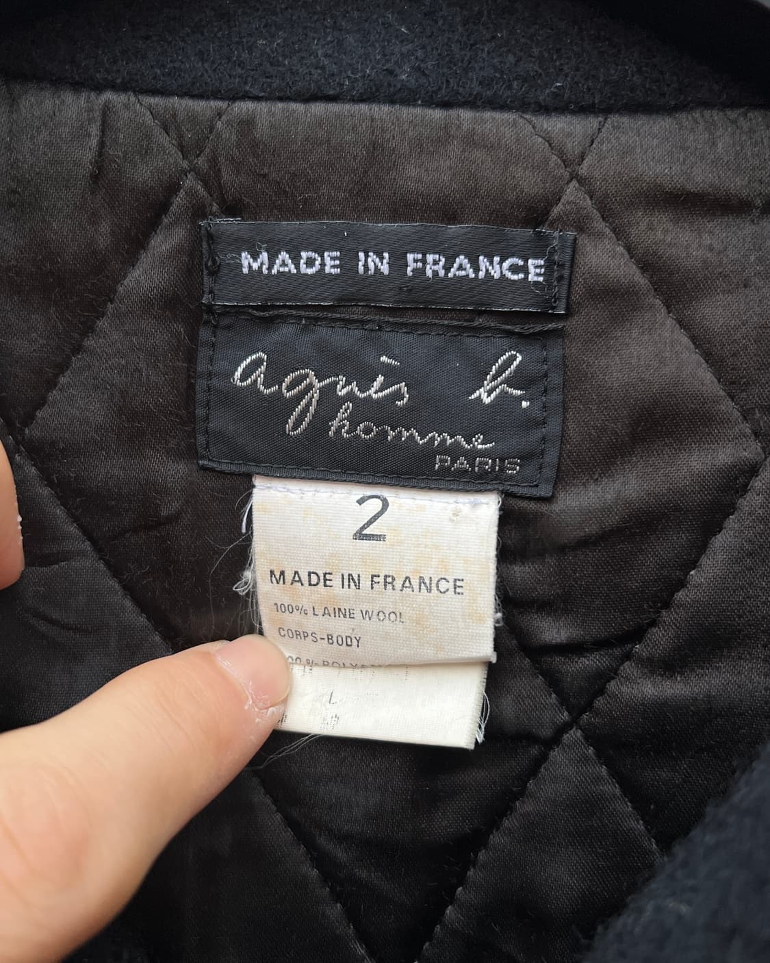 [XL] 90s 아네스베 옴므 울 하프 코트 상품이미지4