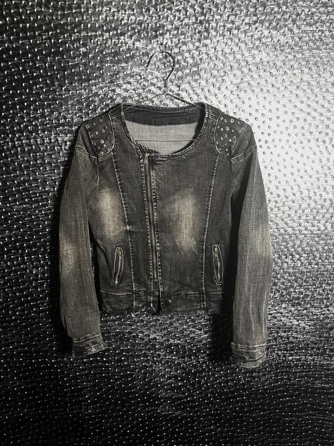 숄더 스터드 데님 라이더자켓 상품이미지1