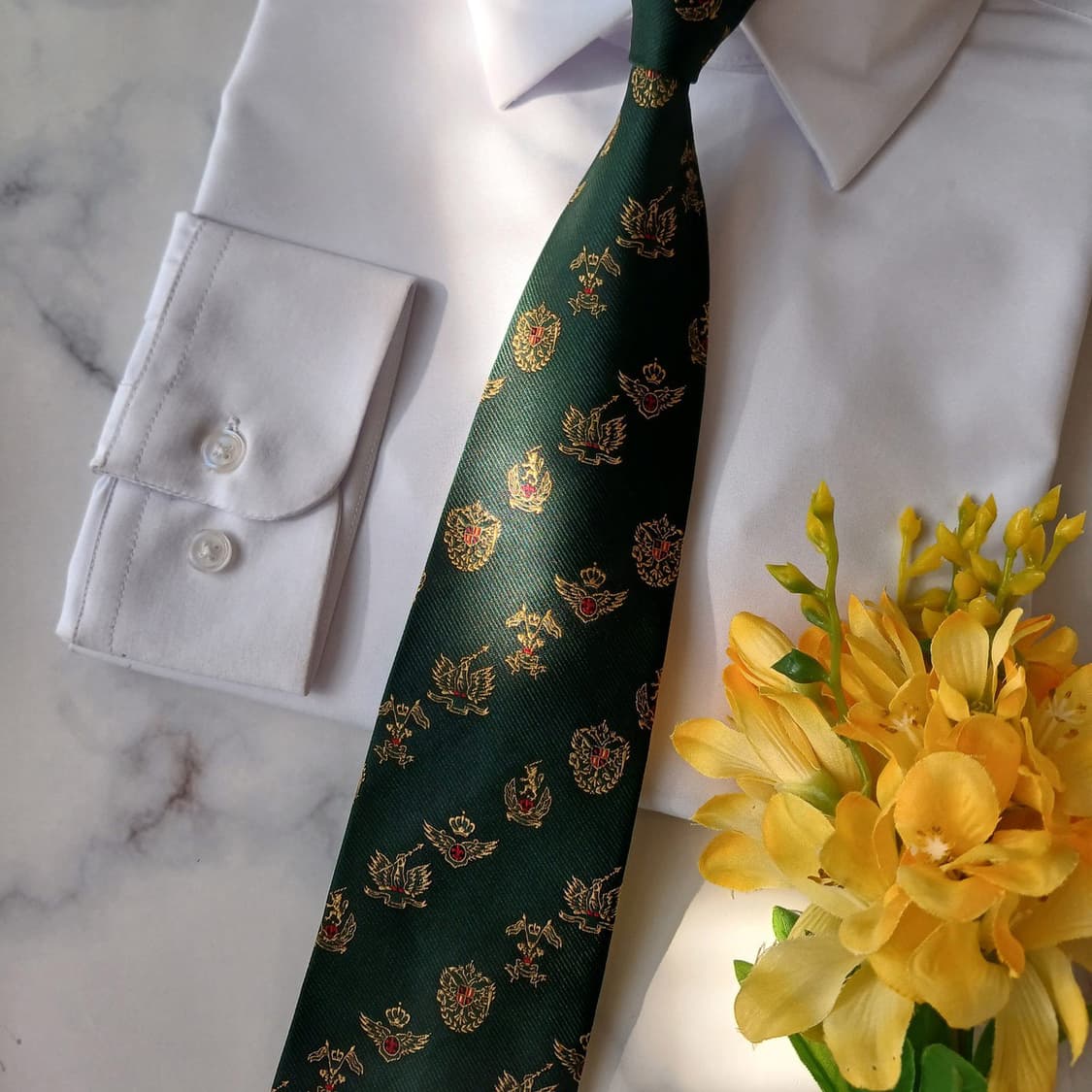 빈폴 실크 다크그린 엠블럼 패턴 넥타이 8.5cm A+등급 A18939
 상품이미지4