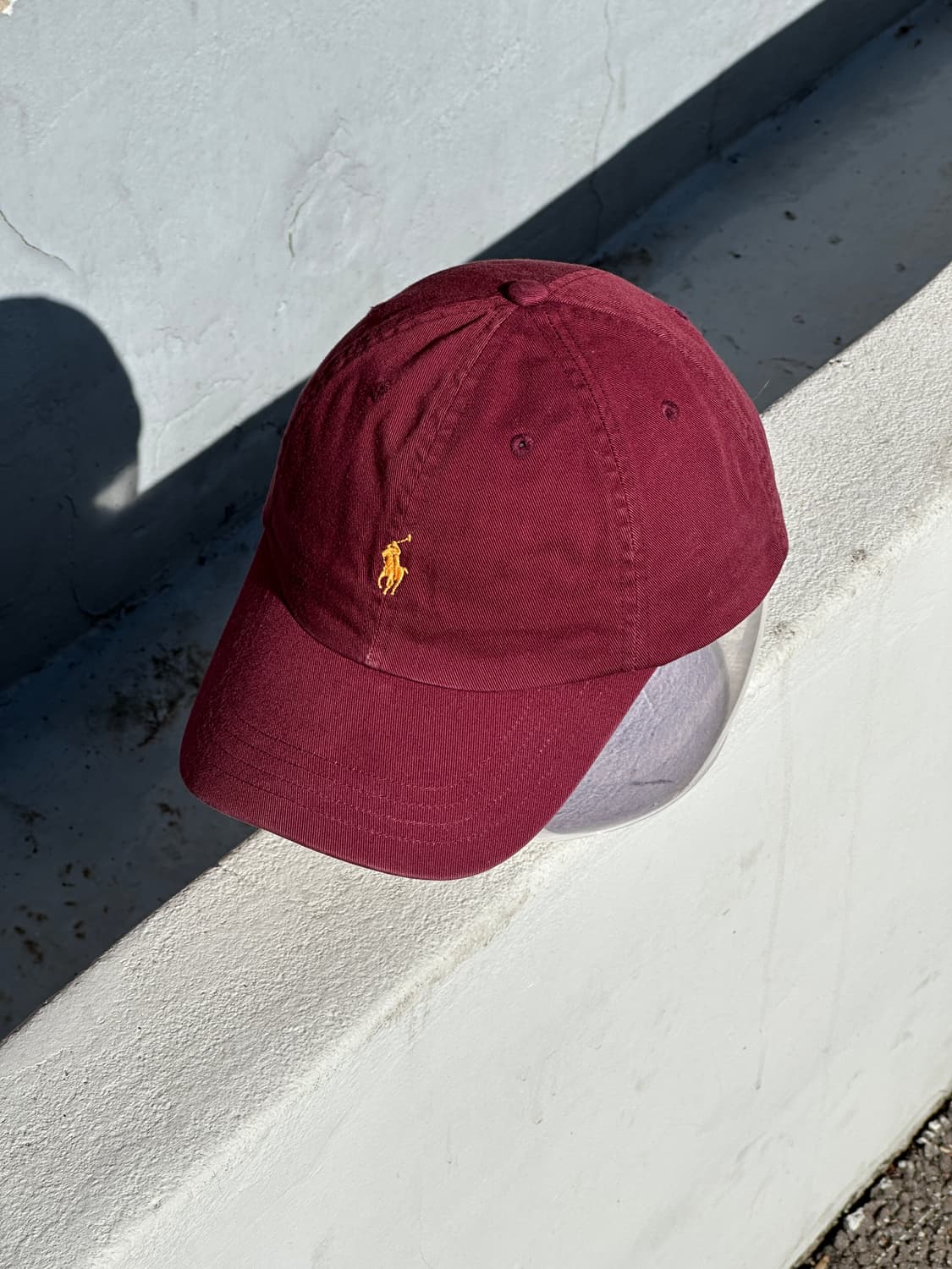 [M-L] 90s 폴로 랄프로렌 버건디 볼캡 모자 상품이미지2