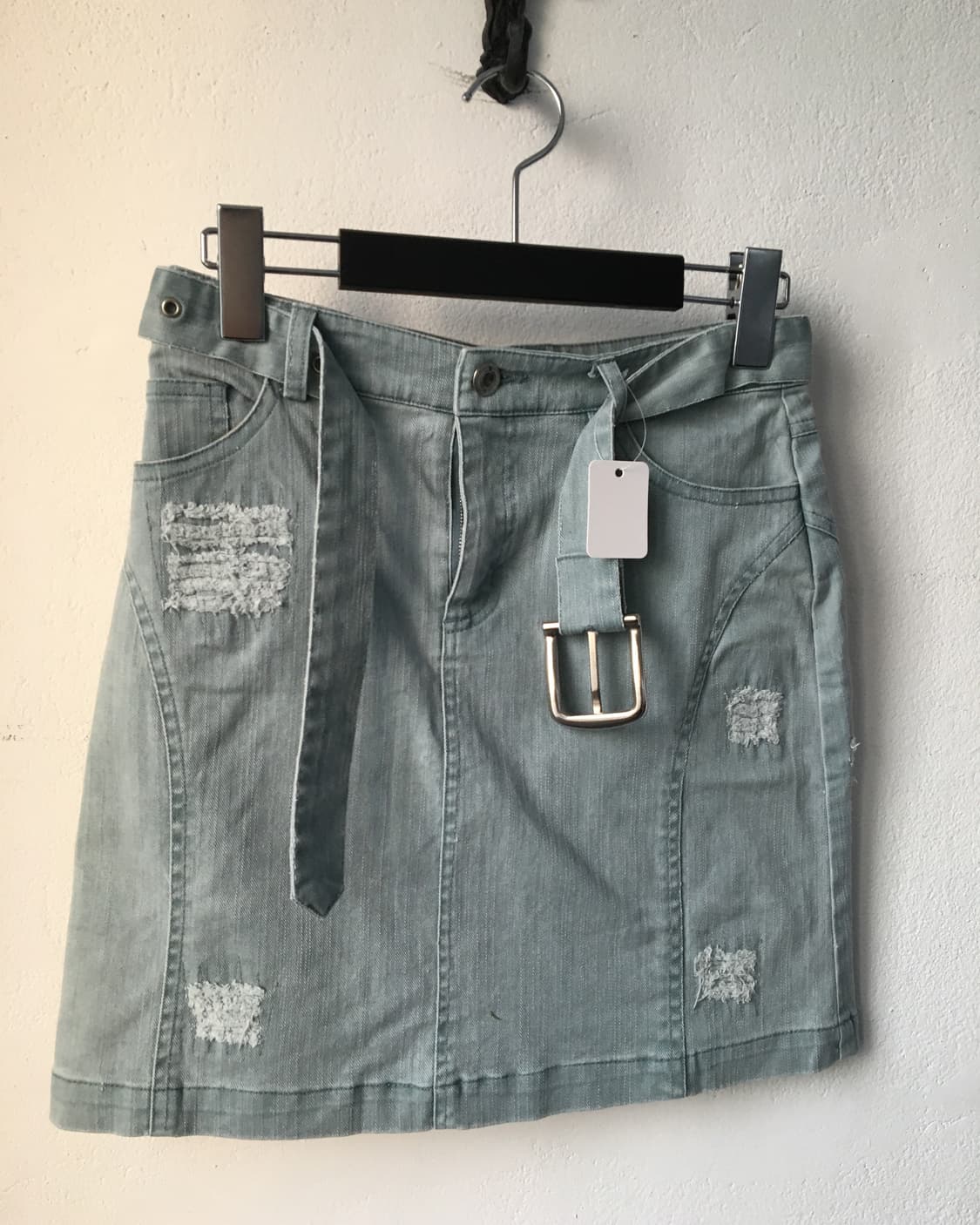 Belted damage mini skirt 상품이미지3