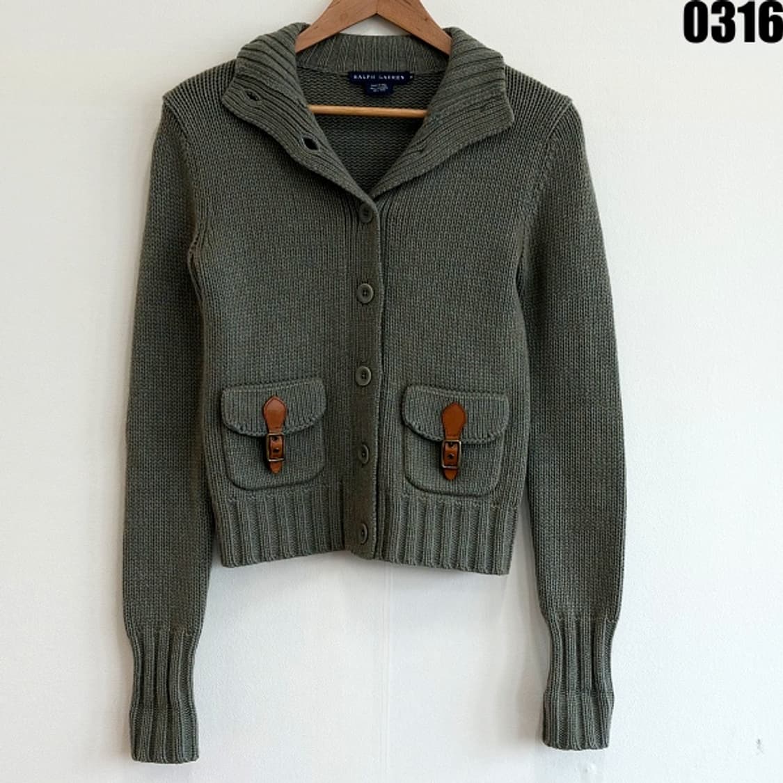 폴로 랄프로렌 니트 가디건 M 0316 올리브 실측 XS 상품이미지1