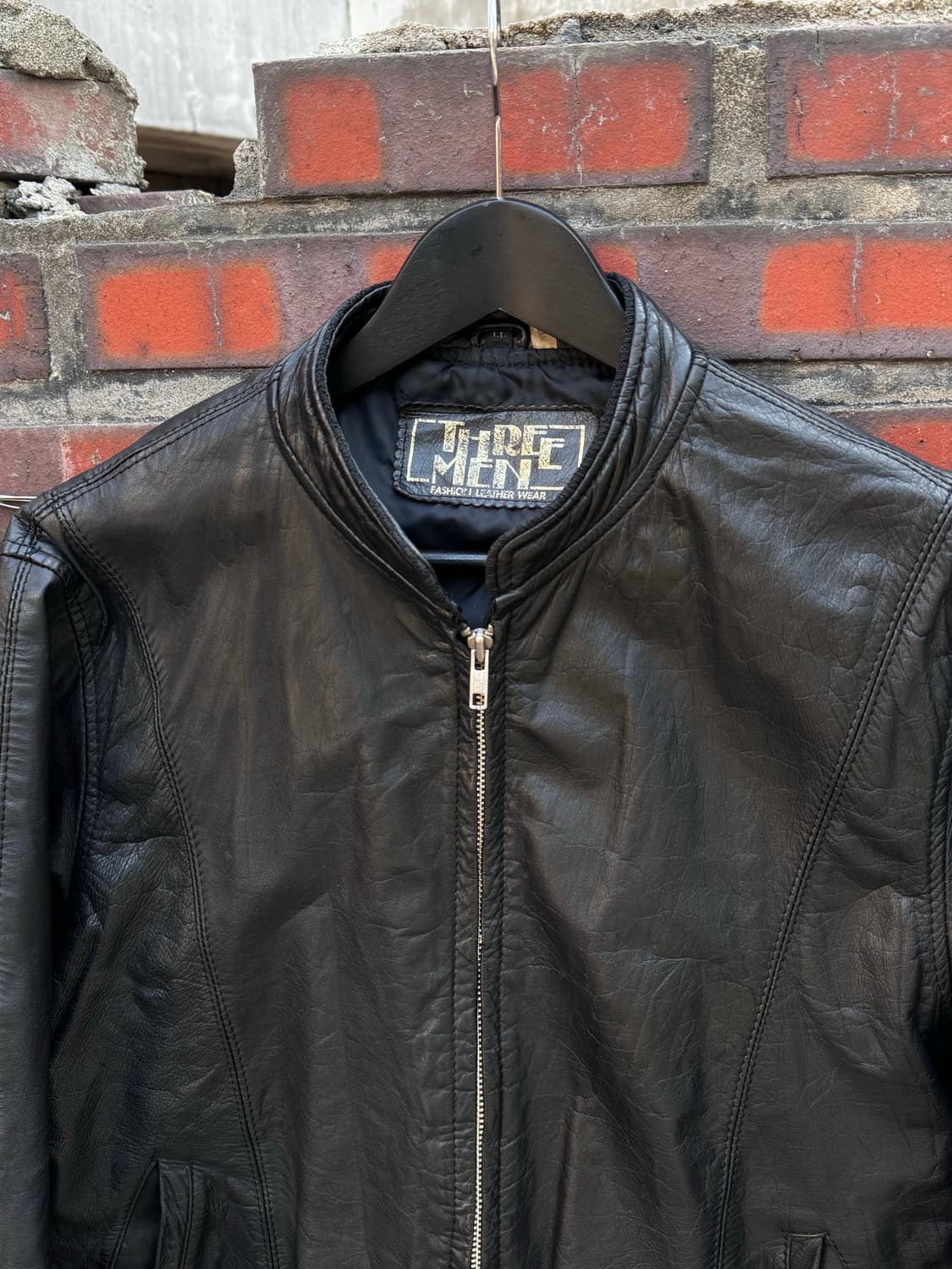Three Men 싱글 레더 봄버자켓  상품이미지3
