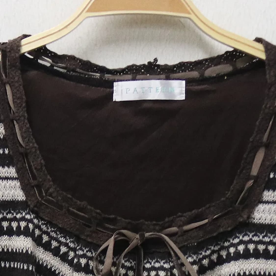 PATTERN 스퀘어넥 리본코어 니트 블라우스 62177 상품이미지3