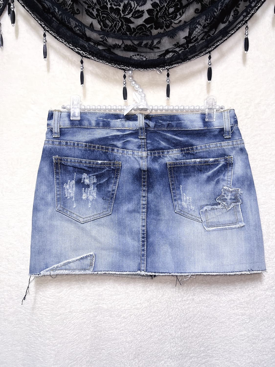 오네갸루 y2k 와투케 그런지 00 펑크 핀터 데님 미니스커트 청치마 상품이미지5