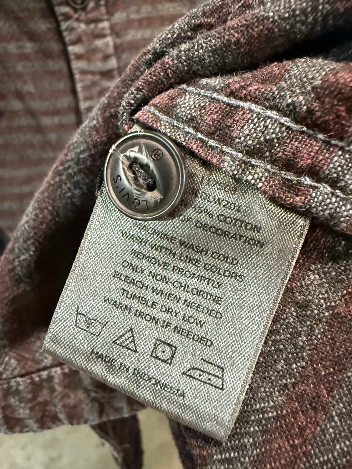 L 리바이스 LEVIS 투포켓 스트라이프 셔츠 브라운 상품이미지7