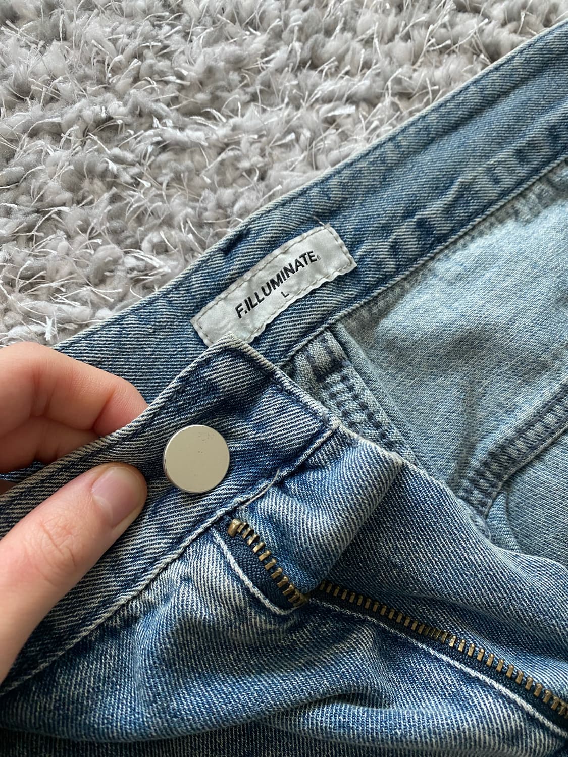 필루미네이트 데미지 워싱 데님 팬츠 와이드 팬츠 L 상품이미지2