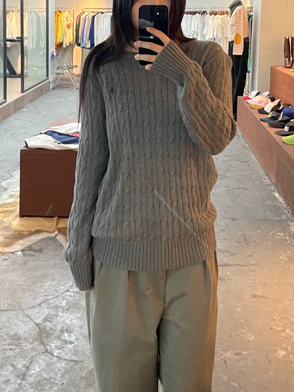 폴로 랄프로렌 그레이 꽈배기 니트 H496 상품이미지1