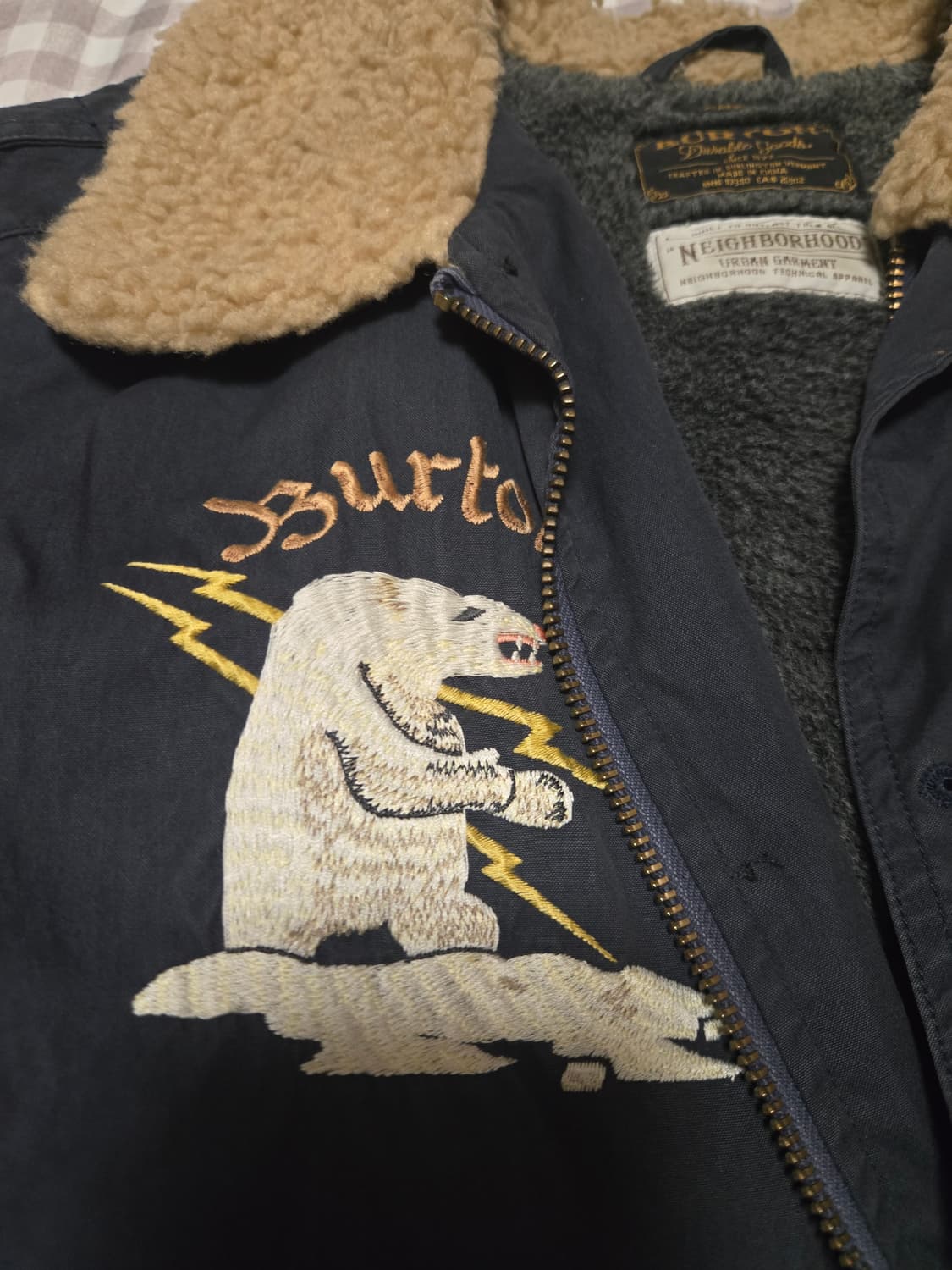 네이버후드 버튼 봄버 다크네이비LG 상품이미지3