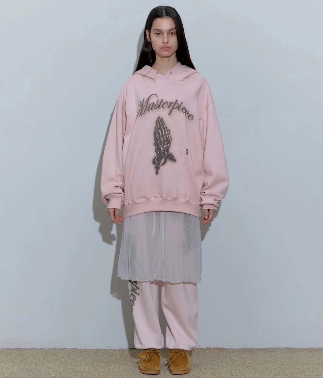 스컬프터 Praying Hoodie Pale Pink 핑크 후드티 상품이미지2