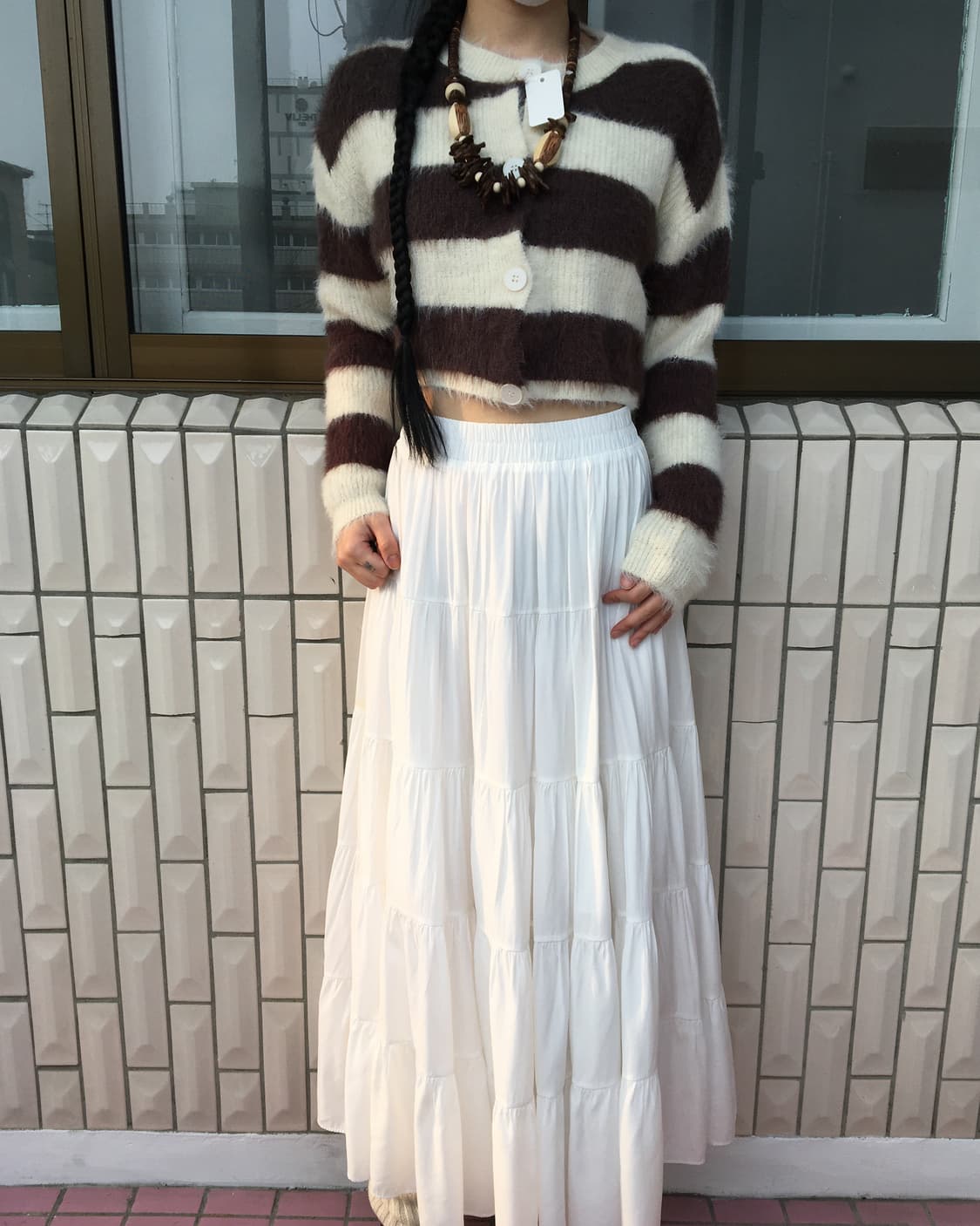 Fluffy pattern knit cardigan 상품이미지5