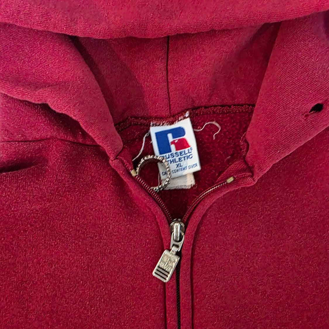 [XL] 90s 빈티지 러셀 애슬레틱 후드 집업 페이디드 레드/버건디 상품이미지6