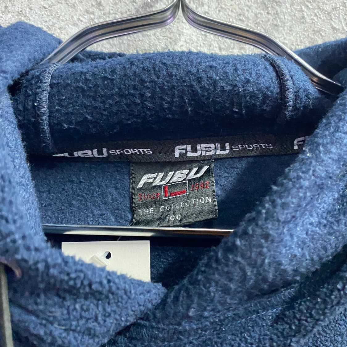 후부 빅로고 플리스 네이비 후드티 B3545 상품이미지3