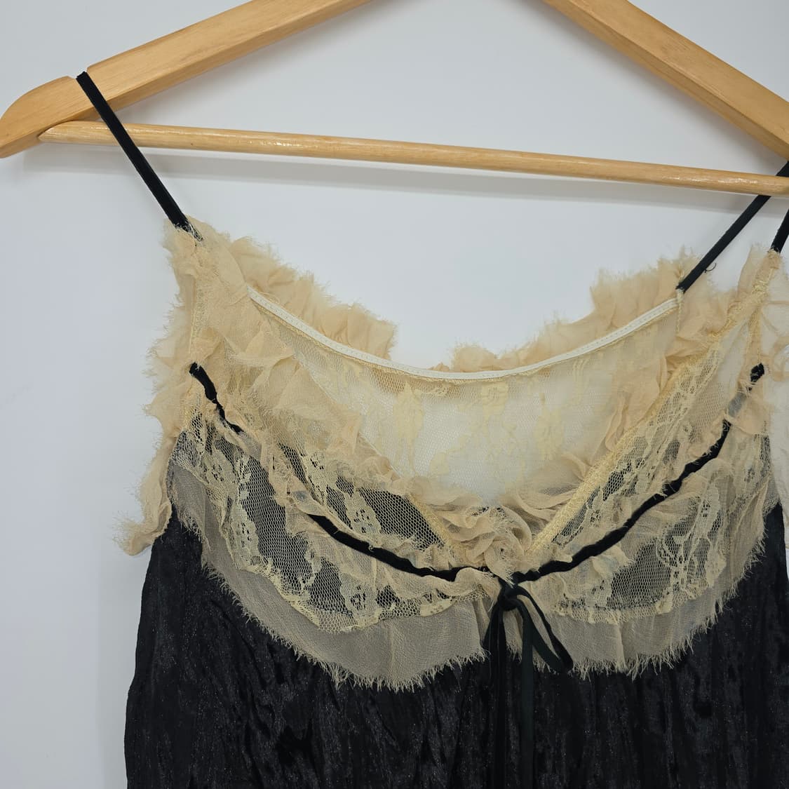 일본 빈티지 블랙 벨벳 레이스 롱 슬립 원피스 상품이미지2