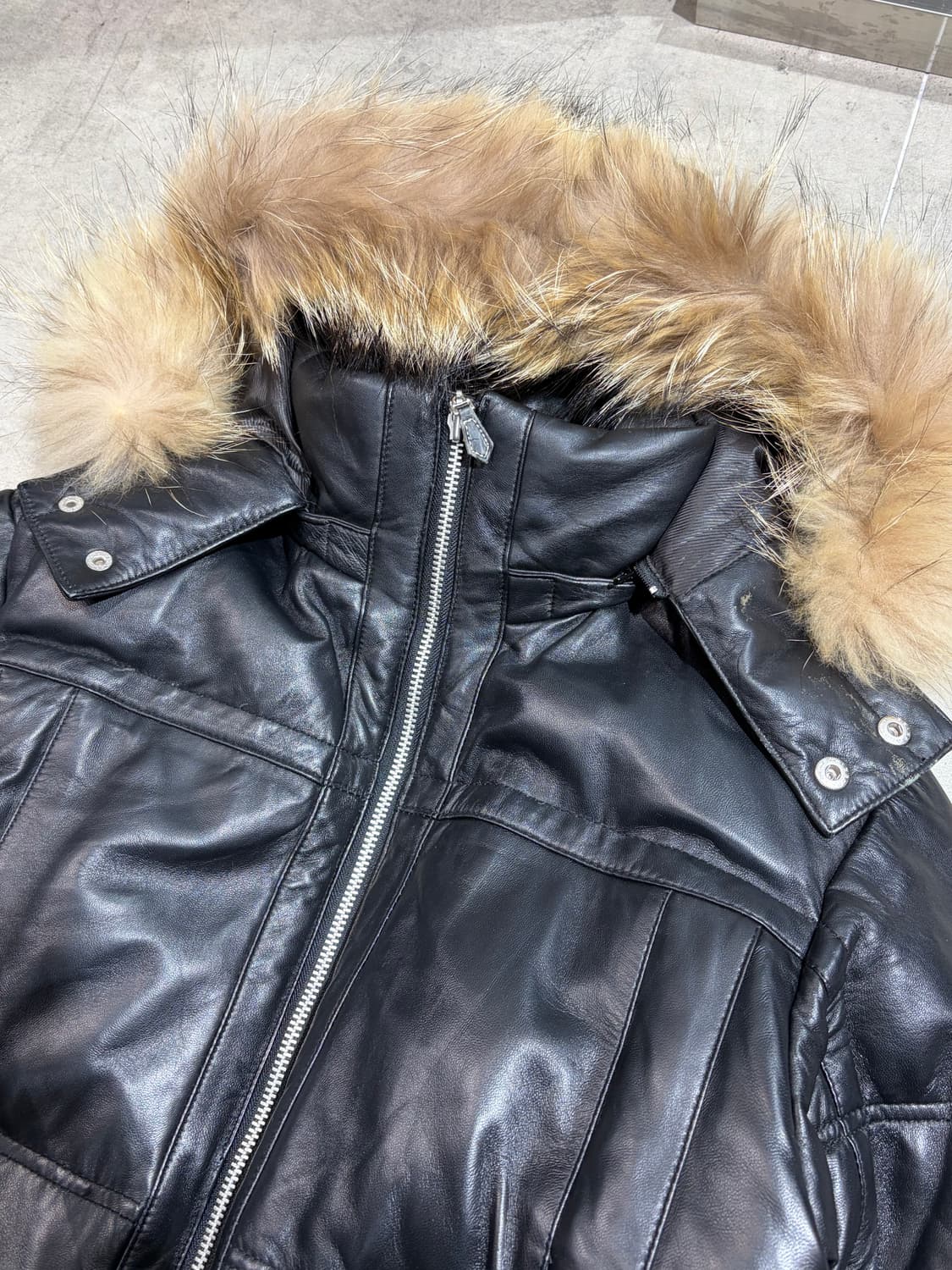 Male & co 양가죽 레더 패딩 자켓 상품이미지3