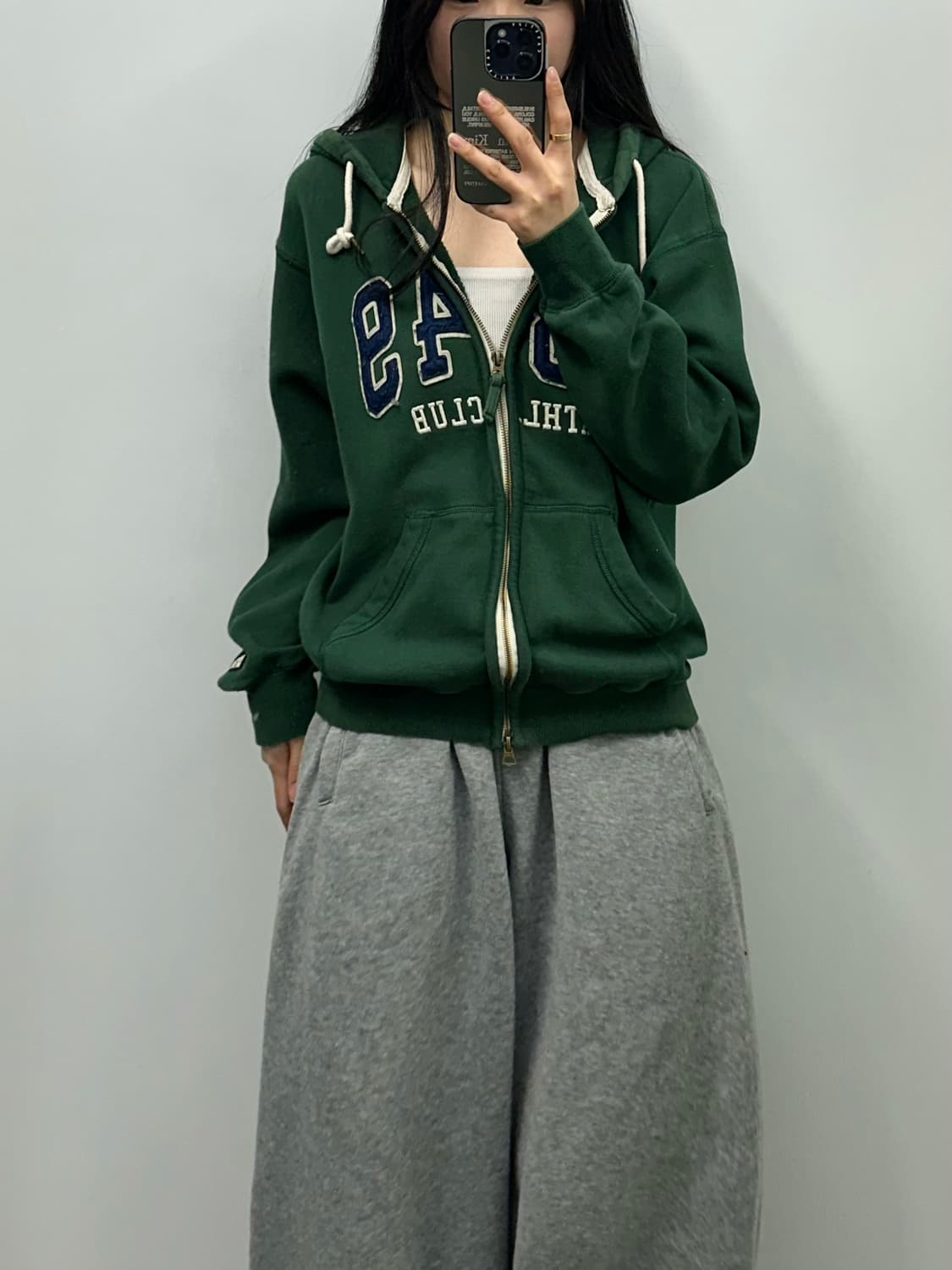 후아유 y2k 와투케 그린 후드집업 상품이미지1