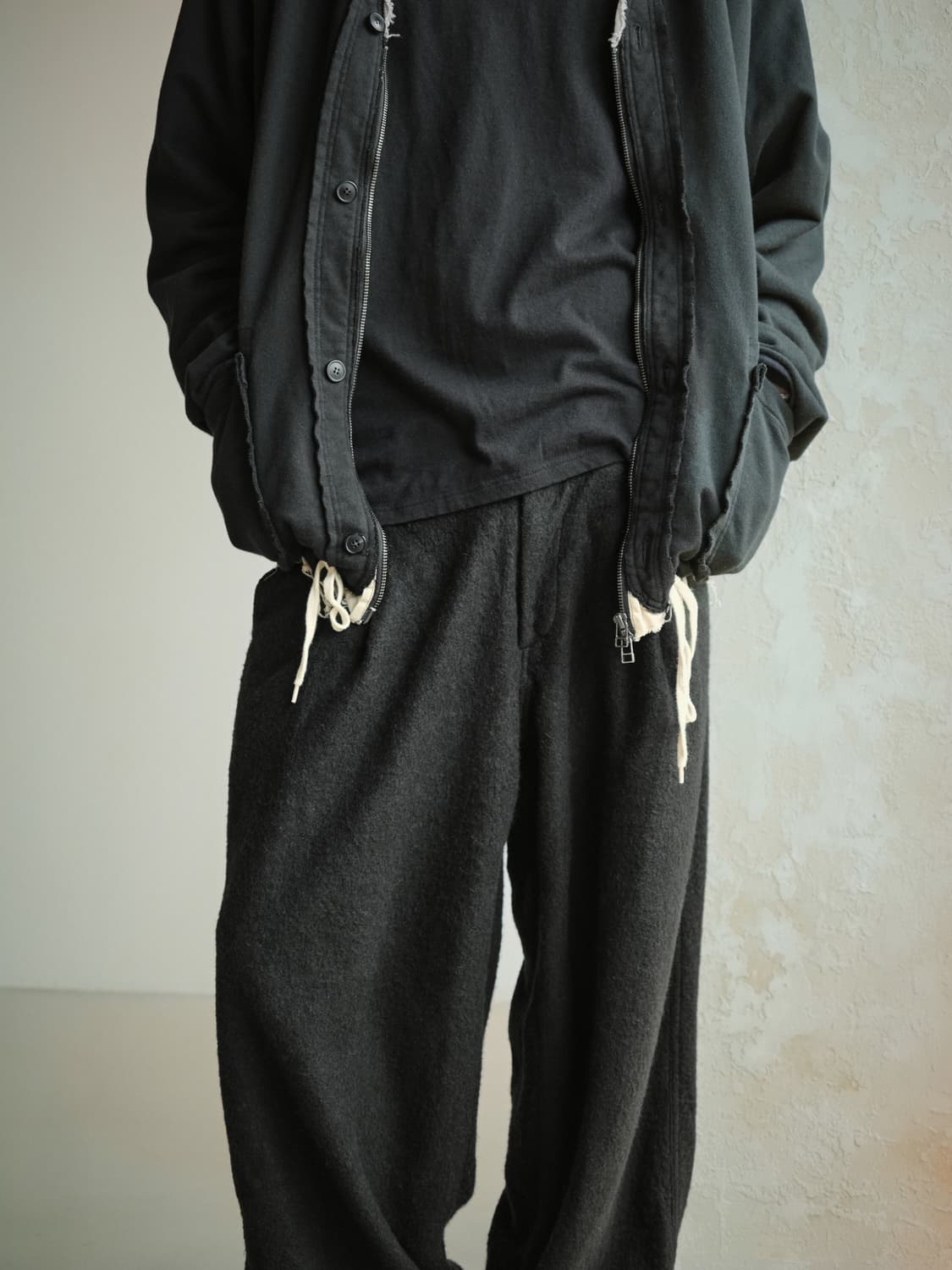 이얼즈어고 959 헤어리 원 턱 와이드 팬츠 2 m 사이즈 상품이미지3