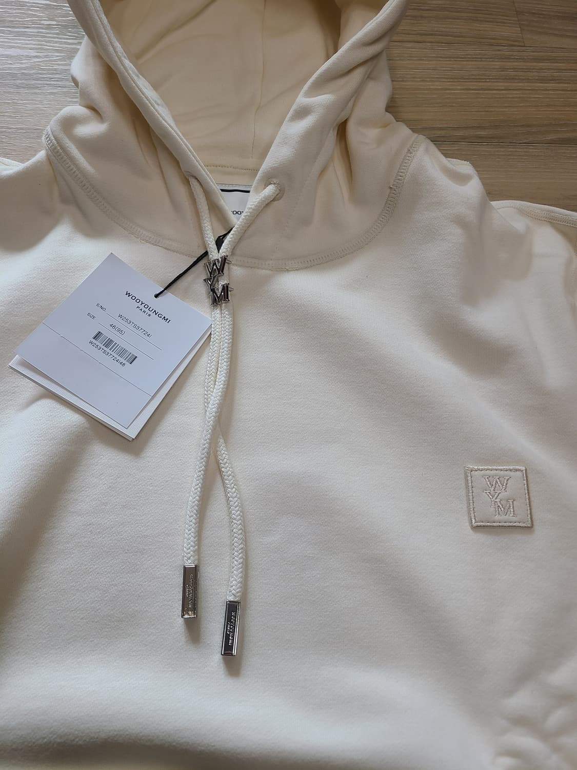 [정품/새상품] 우영미 아이보리 백로고 후드티셔츠 상품이미지4