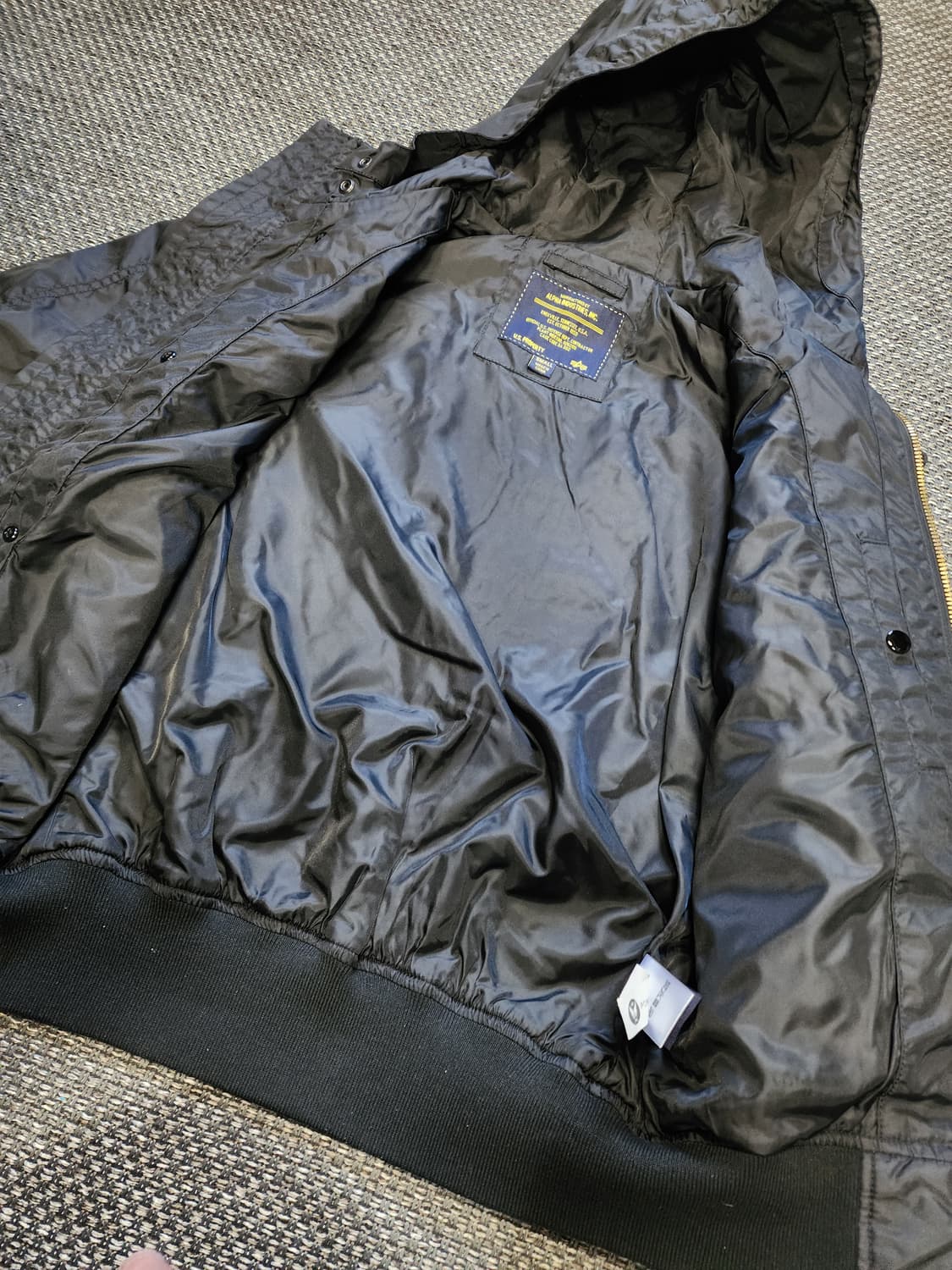 알파인더스트리 후드 MA-1 블랙 항공자켓 상품이미지4