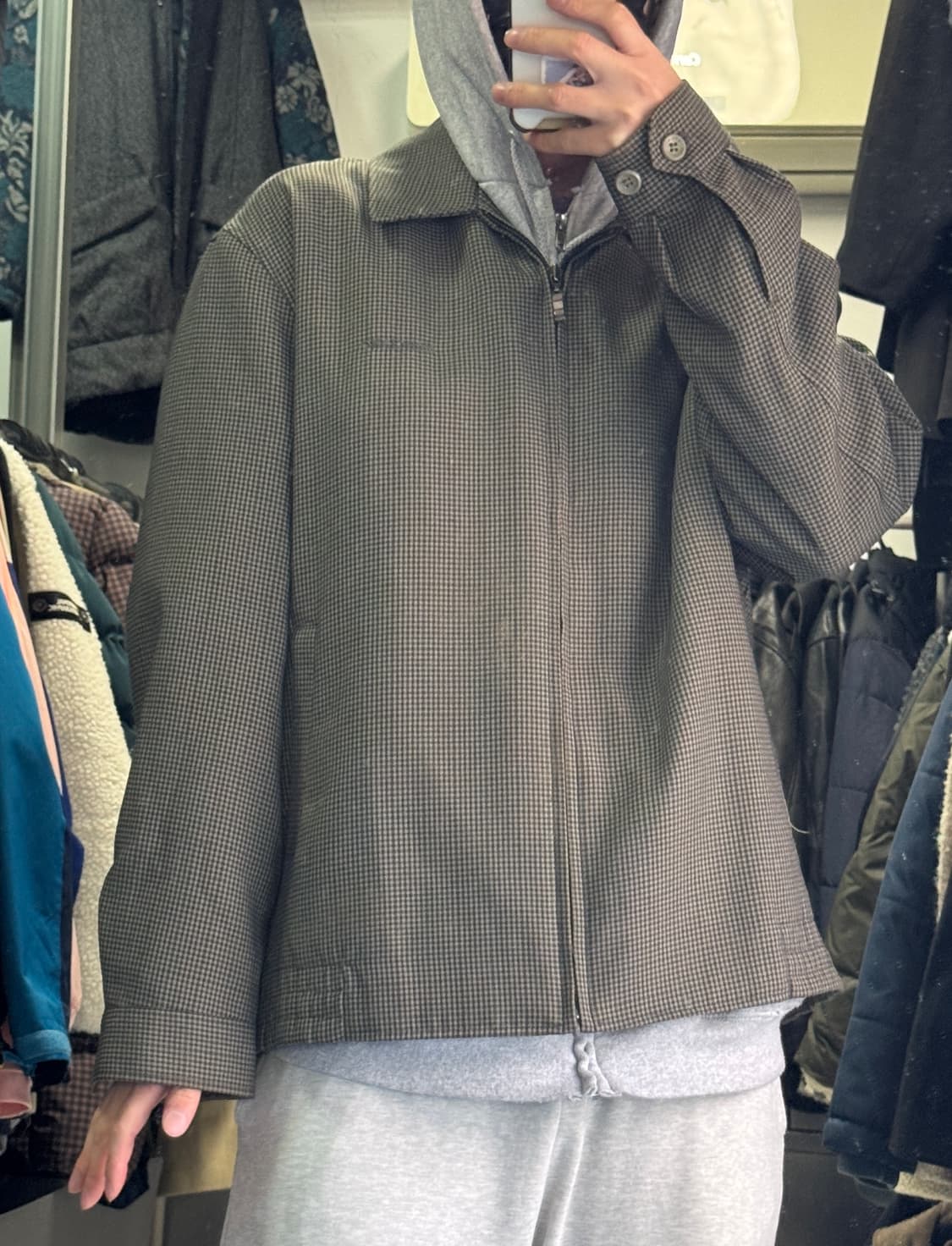 마르시아노 깅엄 체크 패턴 빈티지 블루종 자켓 XL 상품이미지2