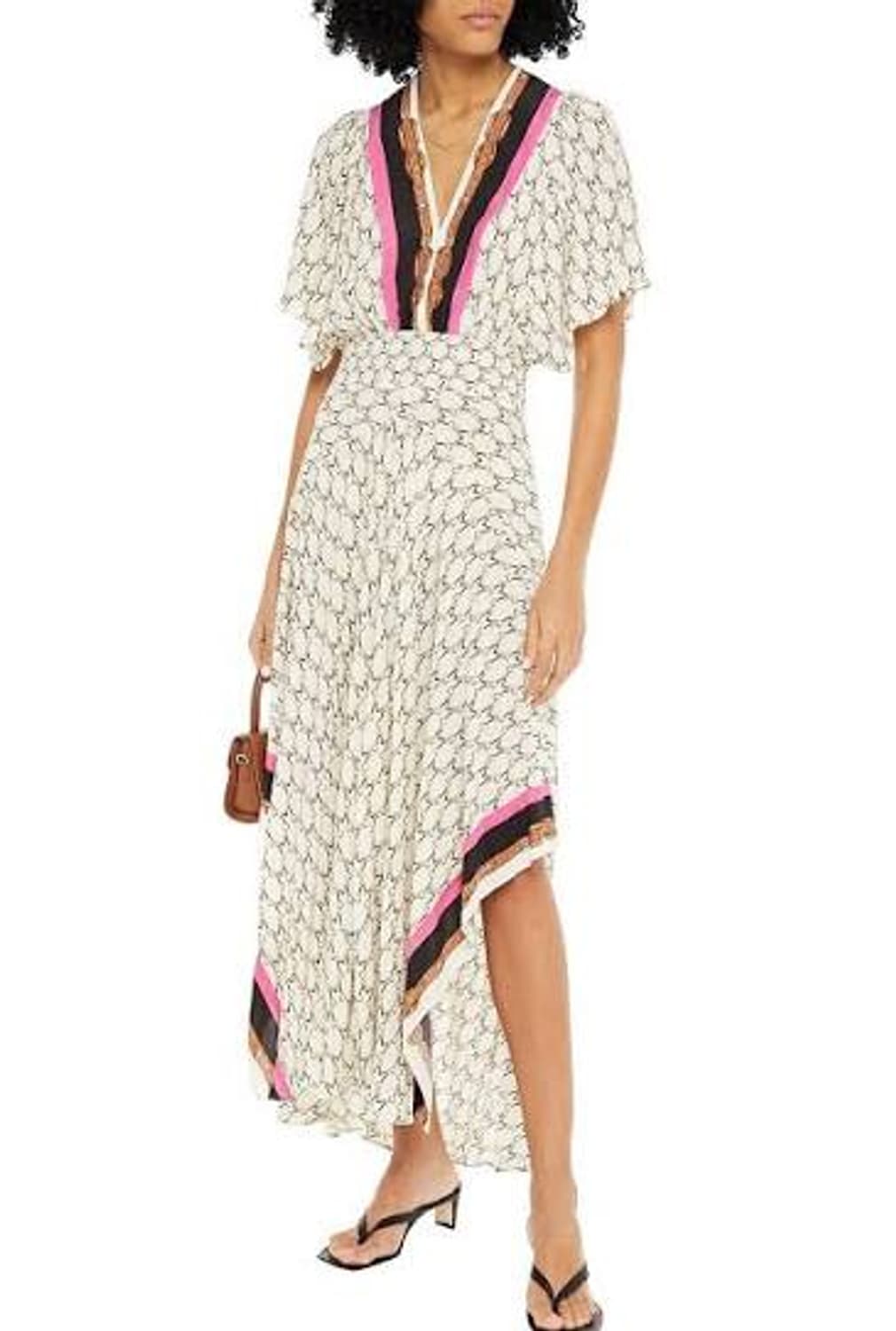 마쥬(Maje) 체인 패턴 브이넥 롱 원피스 36사이즈 상품이미지1