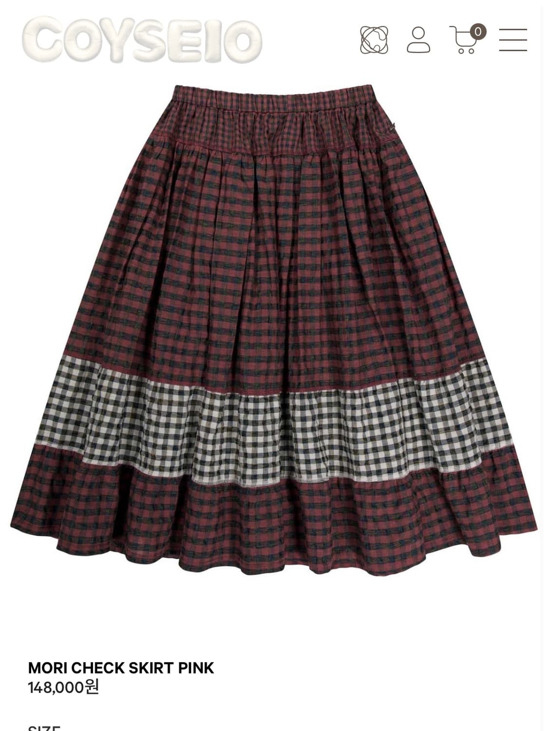 코이세이오 mori check skirt pink 상품이미지1