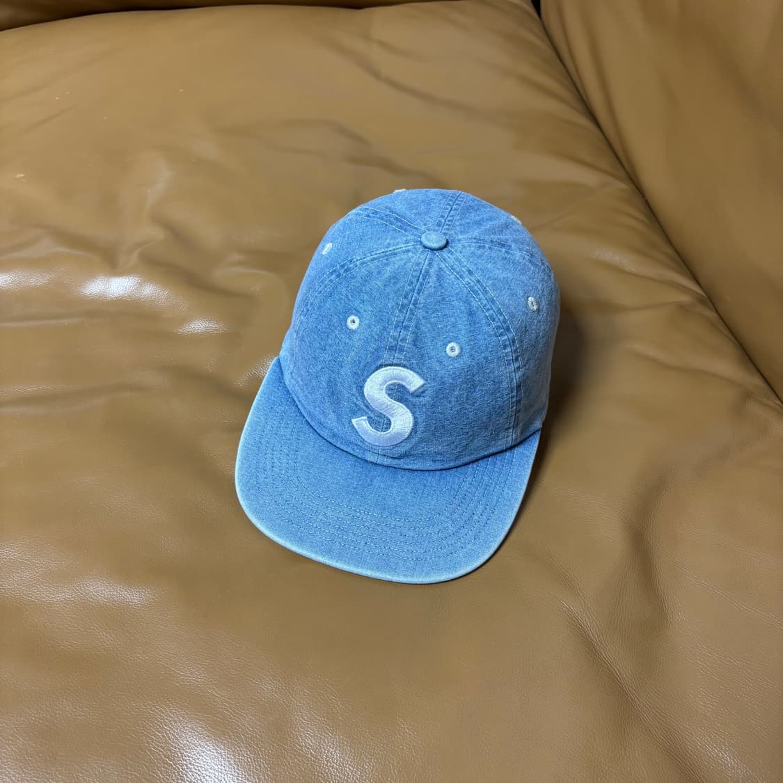 Supreme 슈프림 워시드 데님 s로고 6패널 볼캡 모자 Denim 상품이미지1