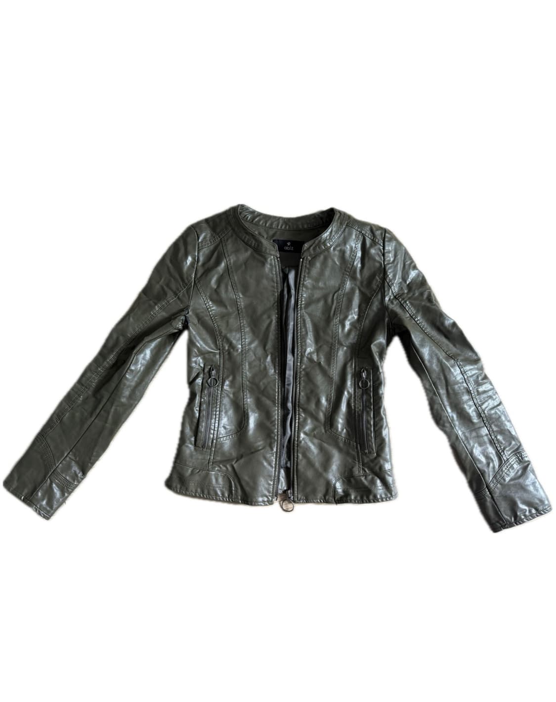 빈티지 카키 레더자켓 상품이미지1