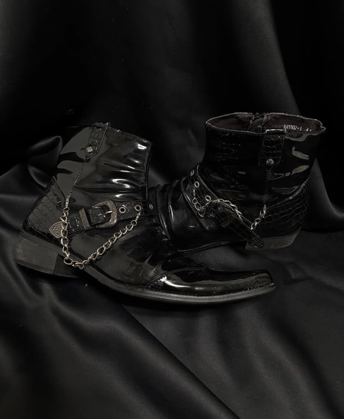 "Unknown" 00's Design Chain&Buckle Boots 상품이미지1