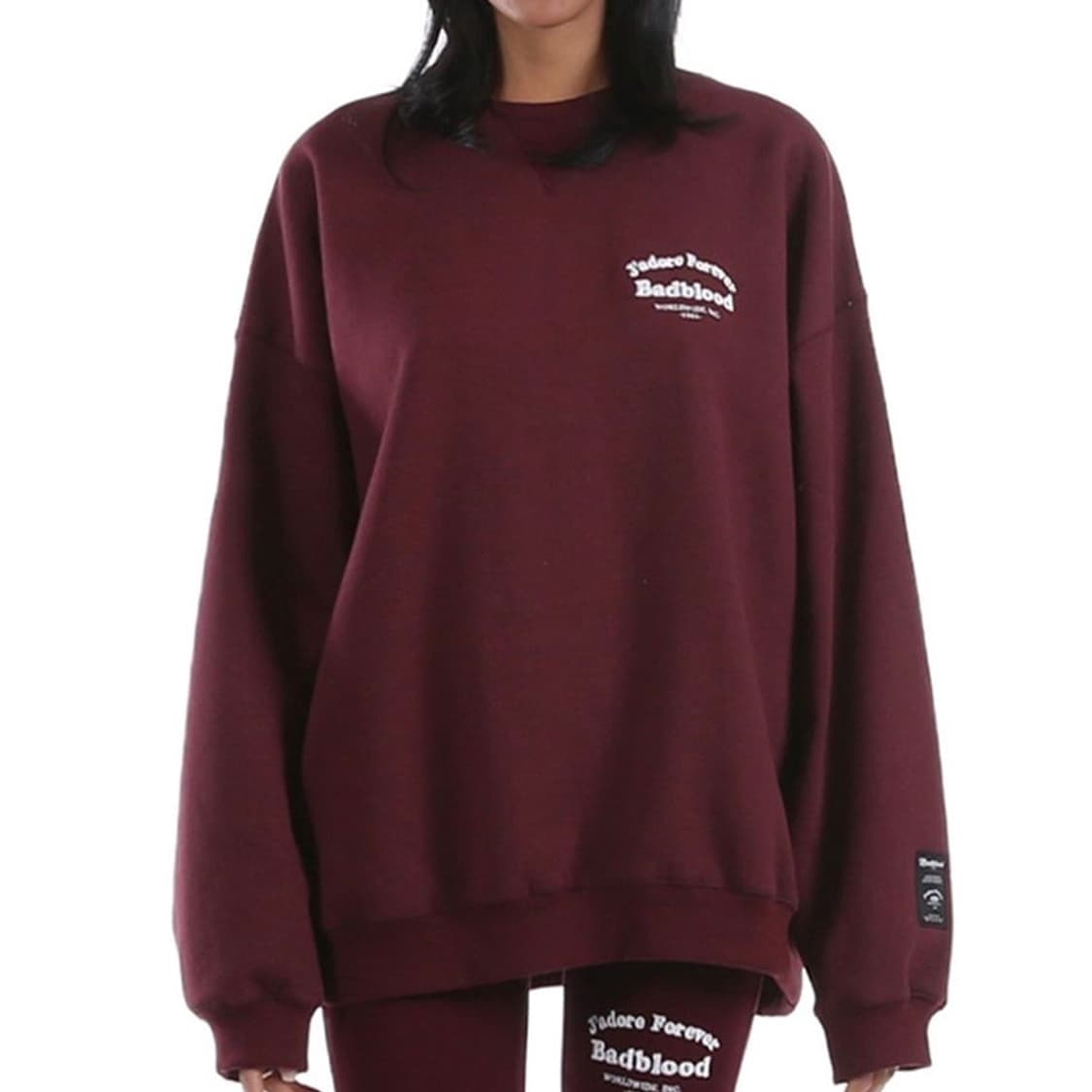 배드블러드 기모 맨투맨 버건디 m 상품이미지2
