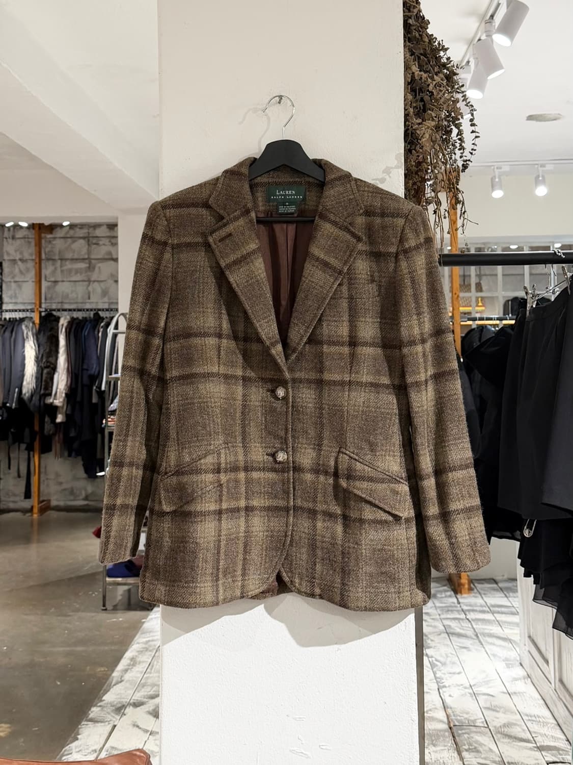 로렌 랄프로렌 브라운 체크 울 싱글 자켓 상품이미지1