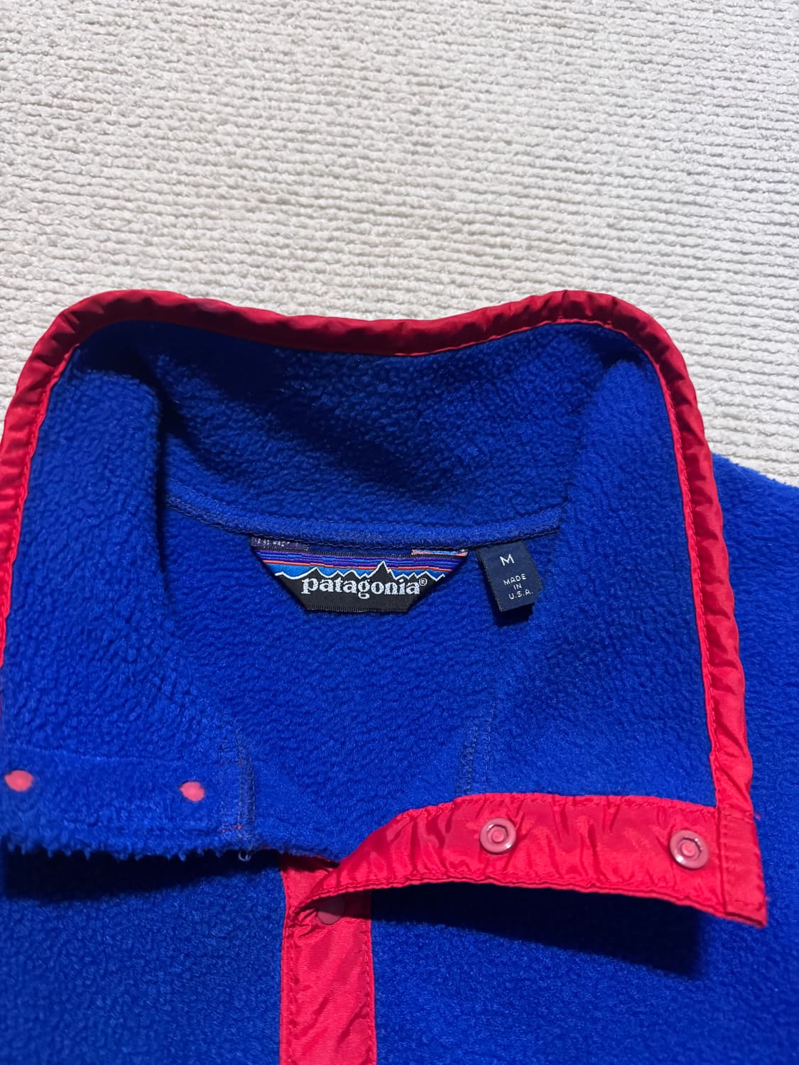 90s USA 파타고니아 신칠라 플리스 네이비/레드 M 상품이미지3