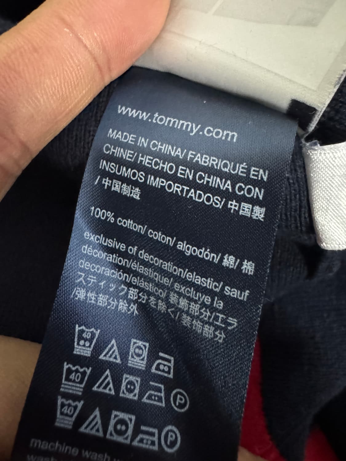 여성 타미힐피거 컬러블록 스판 코튼 니트 크롭 후드티 Xs 상품이미지5