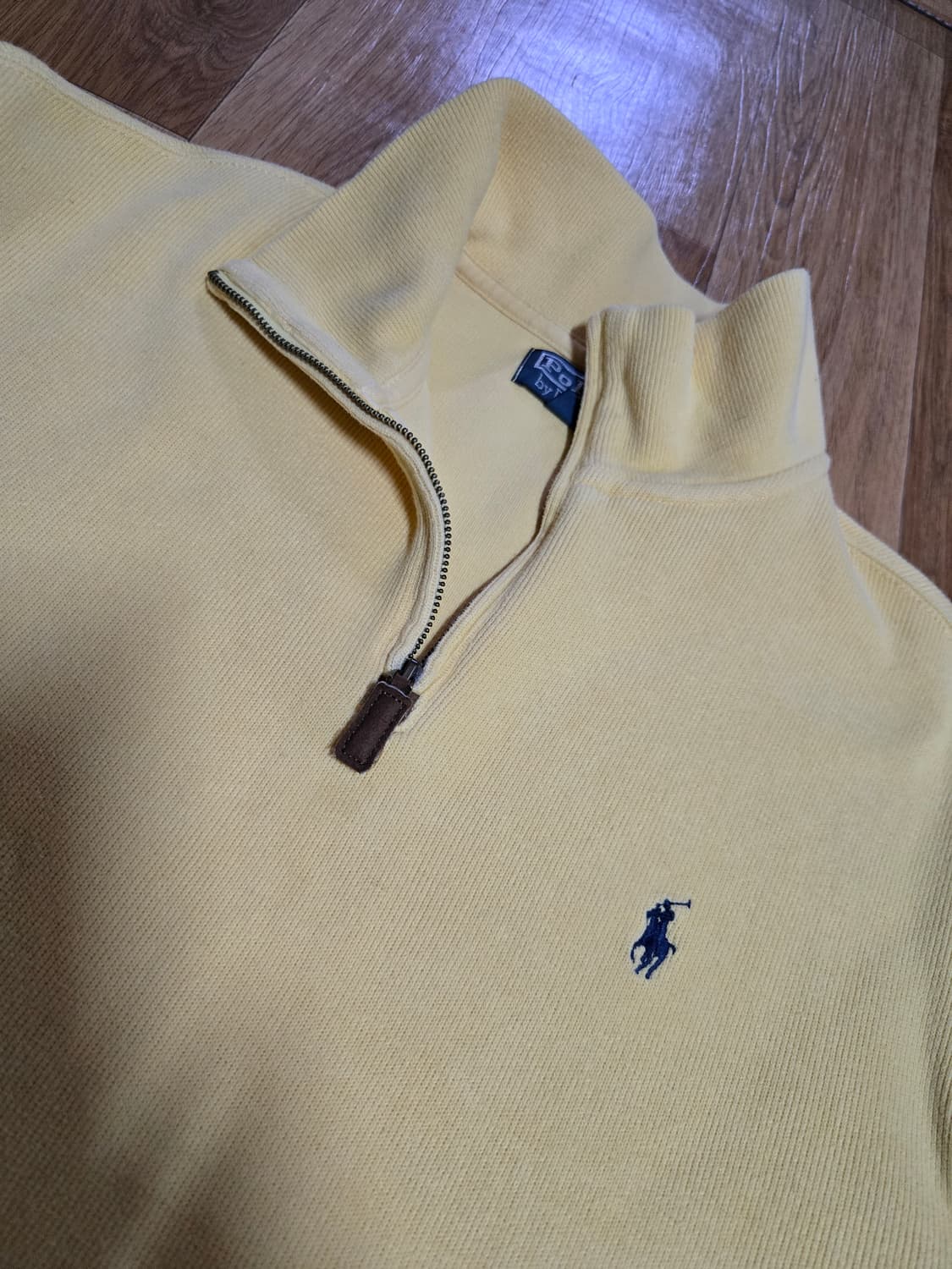 폴로 랄프로렌 남성 엘로우 코튼 반집업 니트 상품이미지4